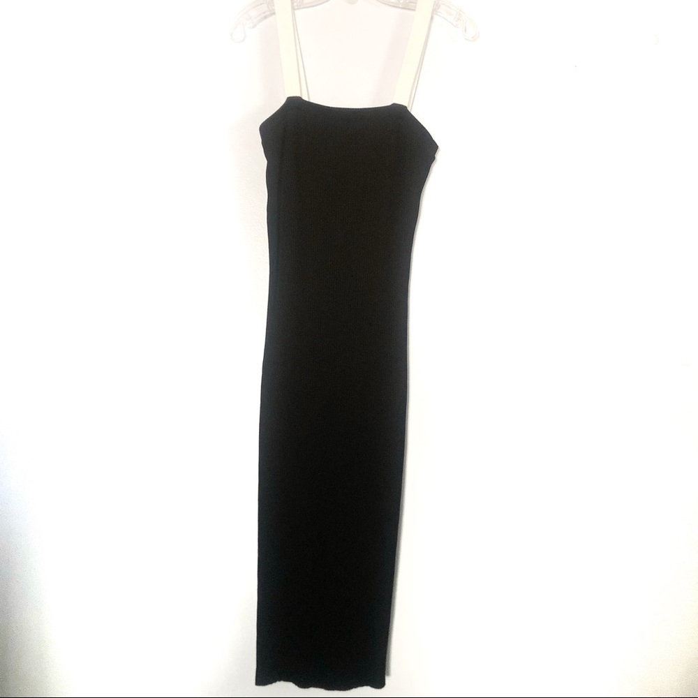 Zara Black Rib Knit Bodycon Sleeveless Midi Dress - M